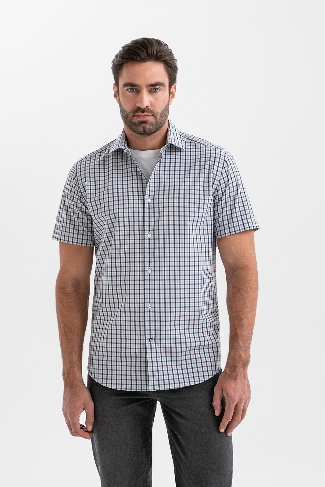 Сорочка с коротким рукавом из австрийской хлопковой ткани Getzner