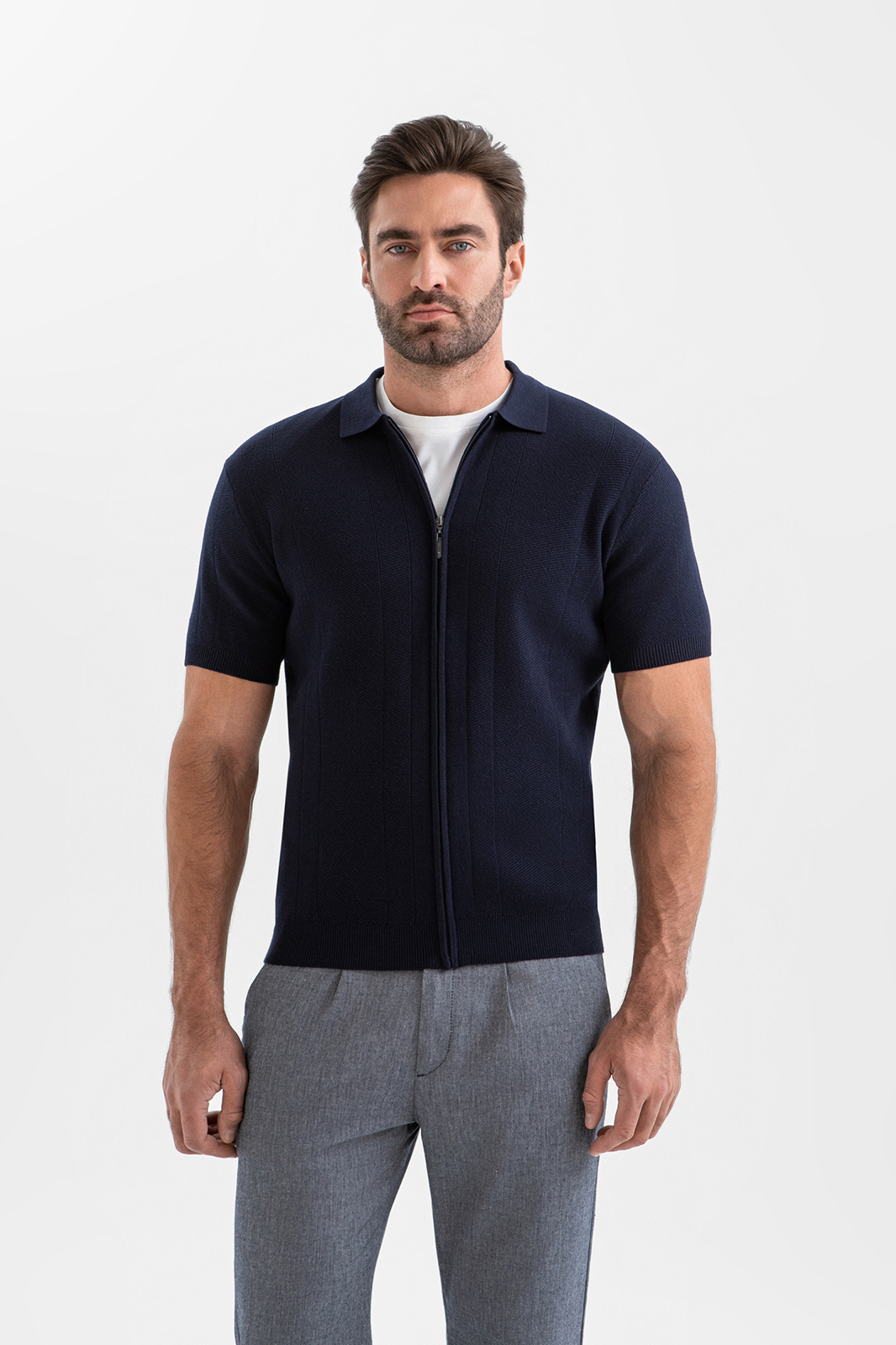 Кардиган с коротким рукавом из хлопка и шелка