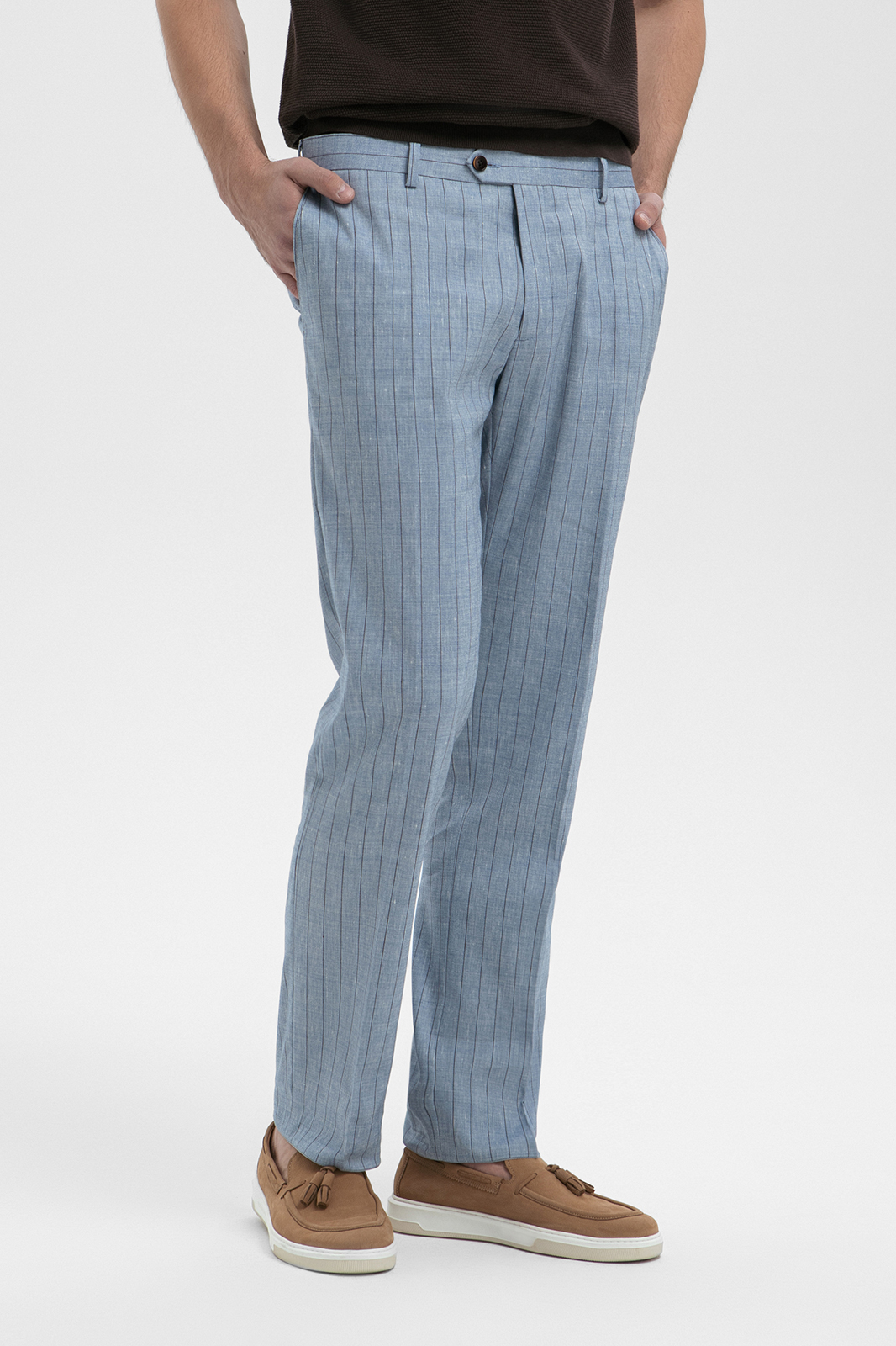 Брюки из шерсти, льна и шелка с водоотталкивающей обработкой