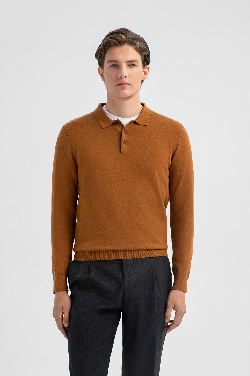 Джемпер поло из хлопка, шерсти и кашемира