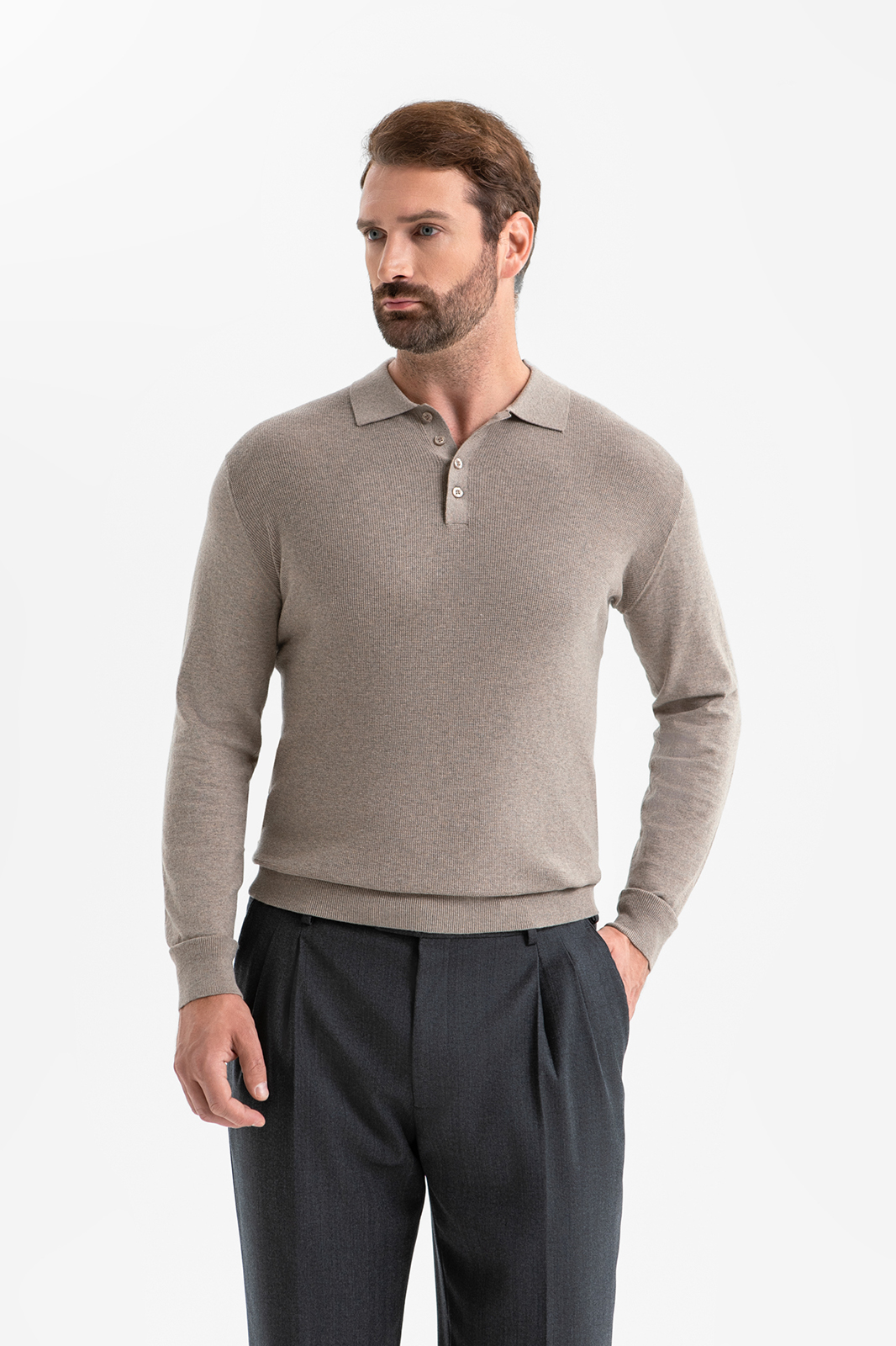 Джемпер поло из хлопка и кашемира