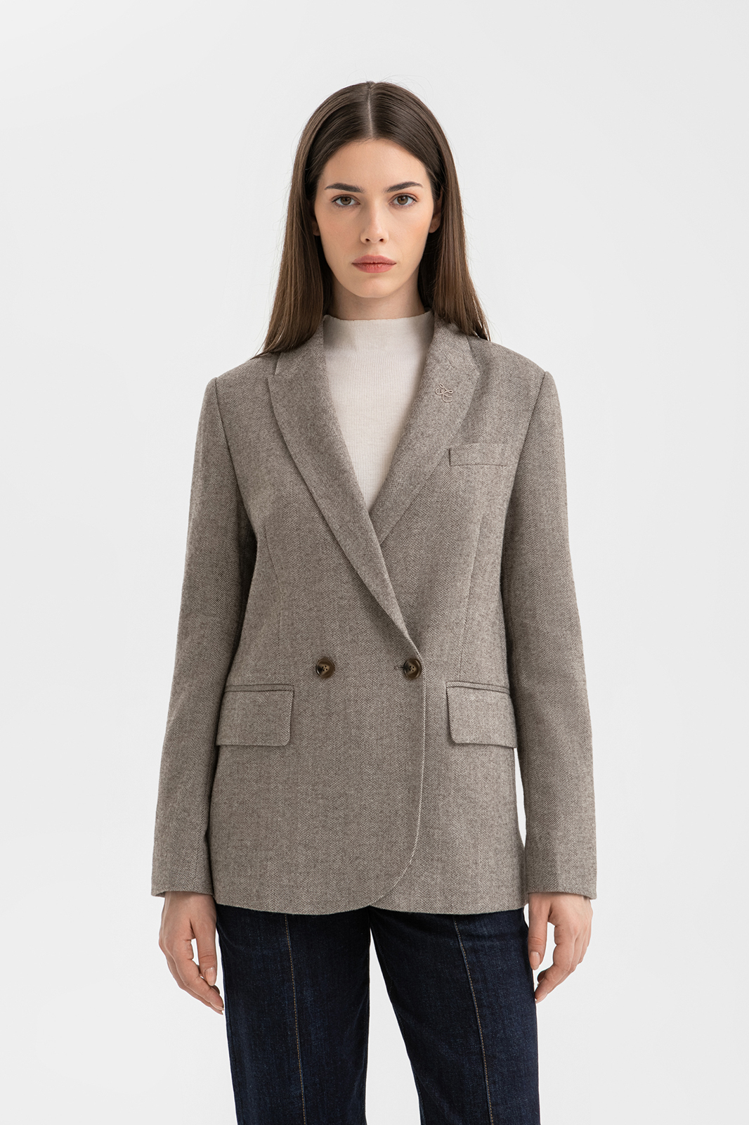 Пиджак из смесовой шерсти с узором шеврон