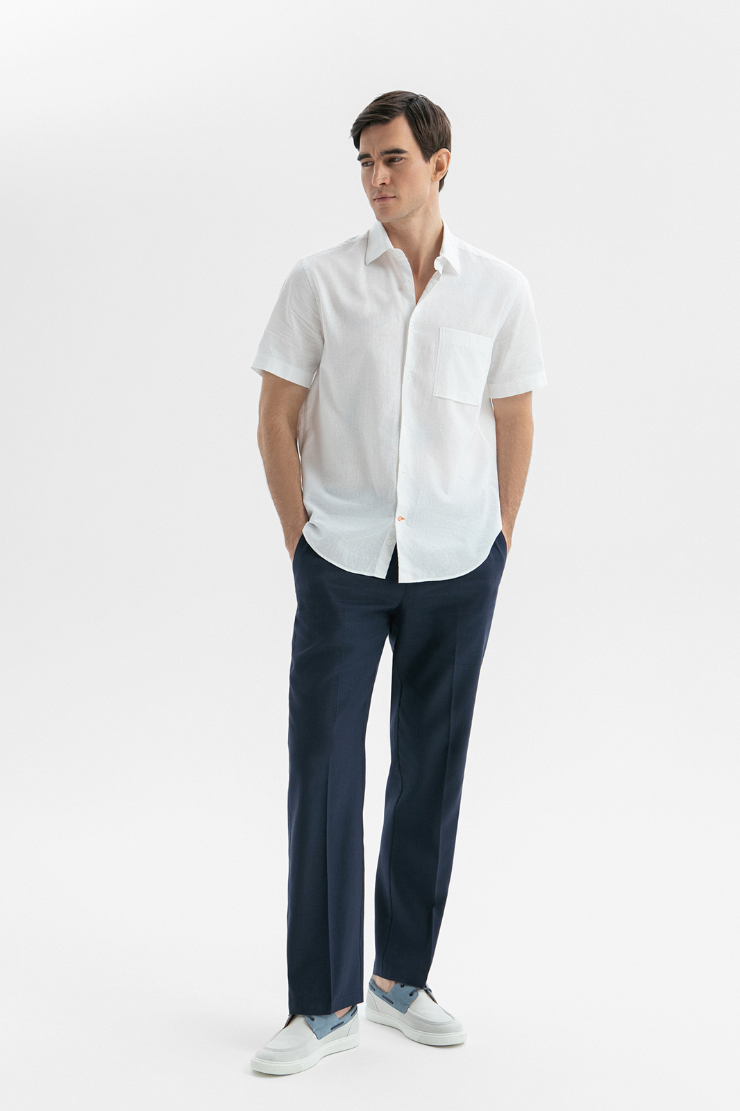 Брюки изо льна, тенсела и хлопка