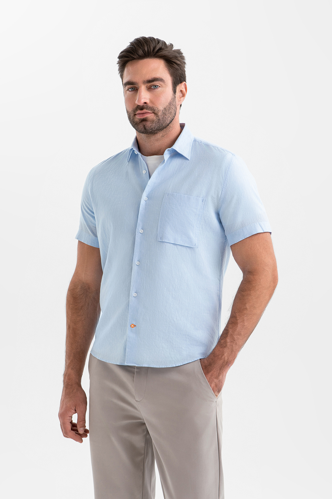 Сорочка с коротким рукавом изо льна и хлопка Getzner (Австрия)