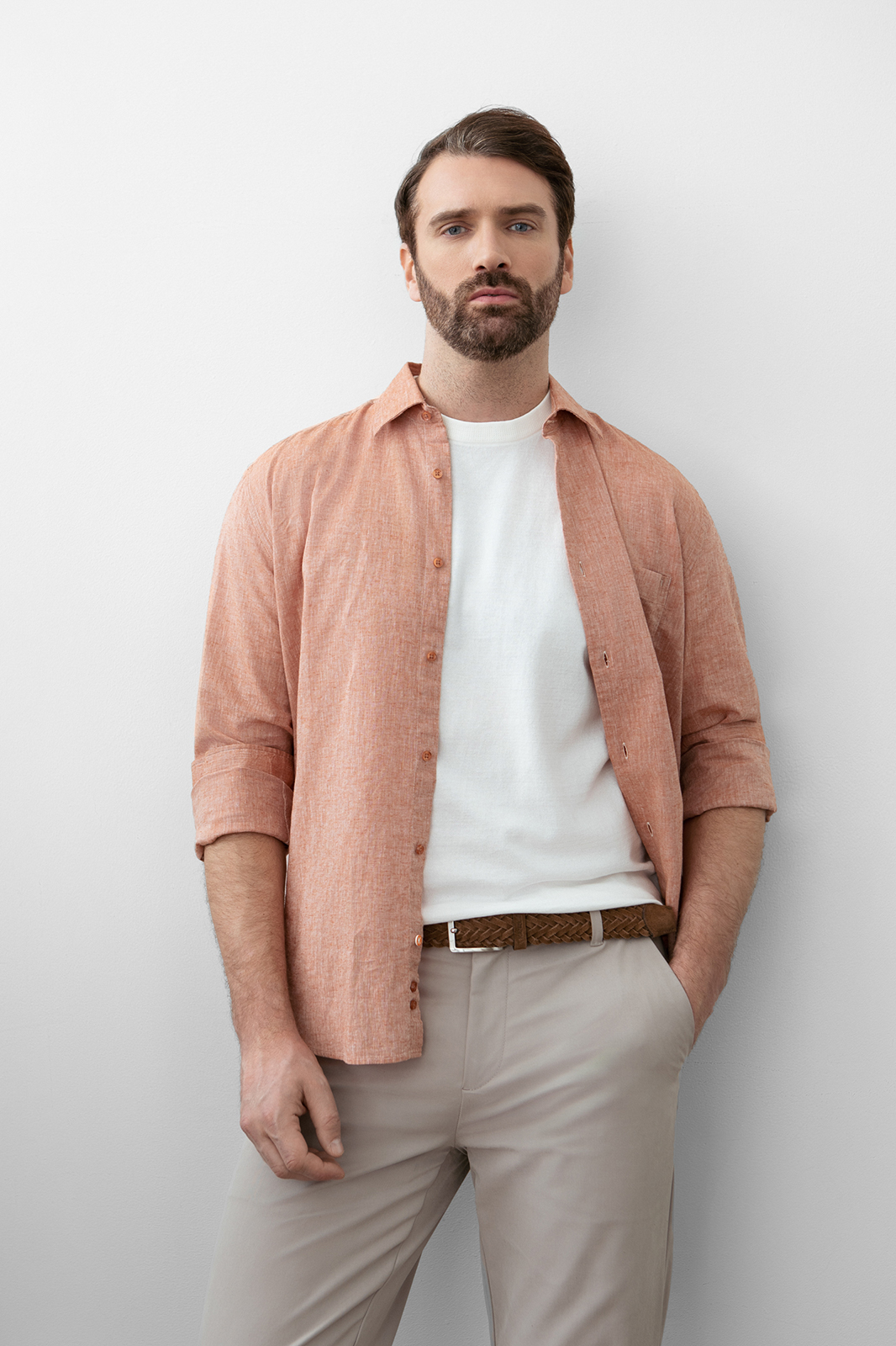 Сорочка изо льна и хлопка Carlo Bassetti (Италия)