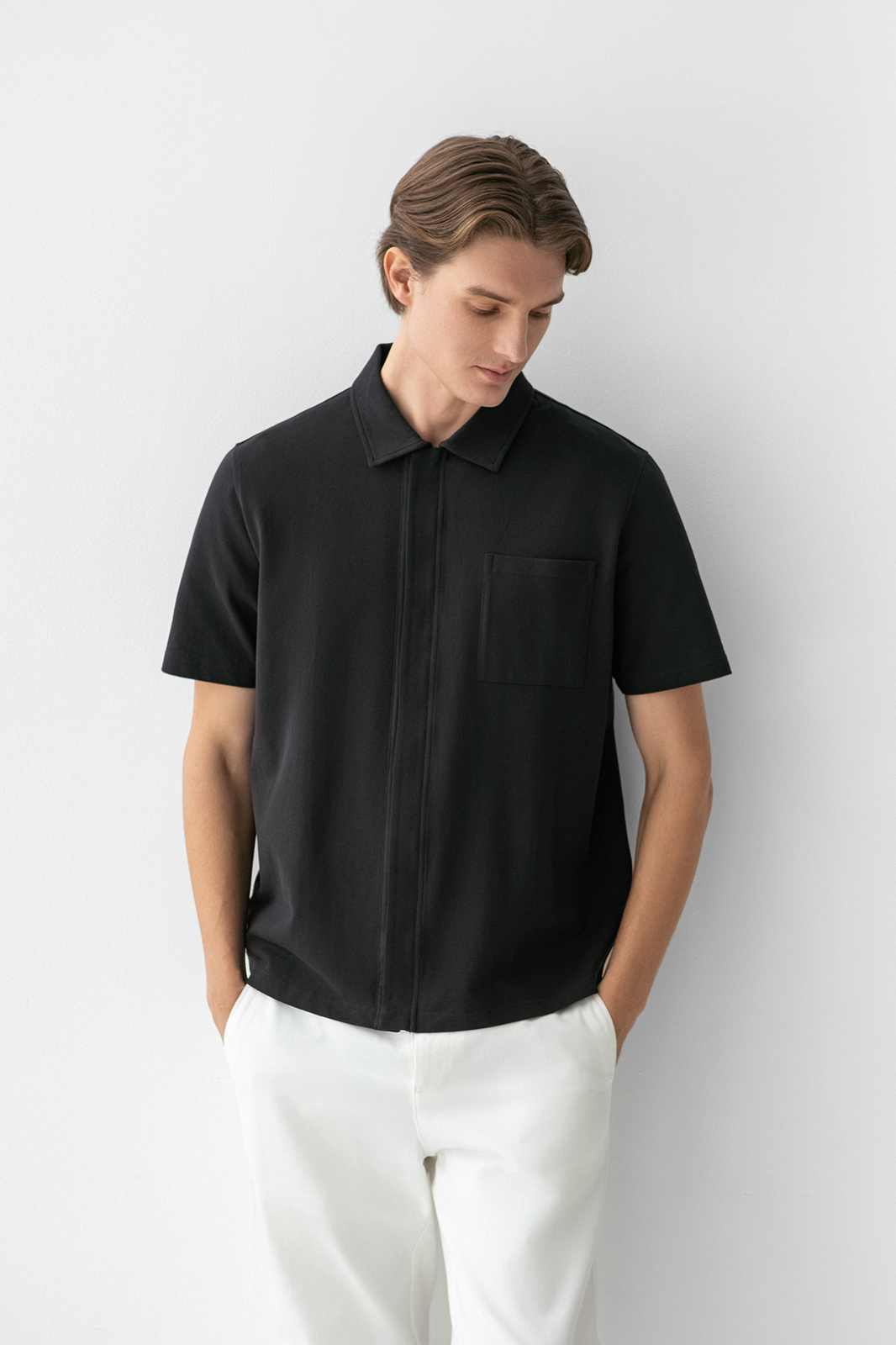 Кардиган с коротким рукавом из хлопка пике