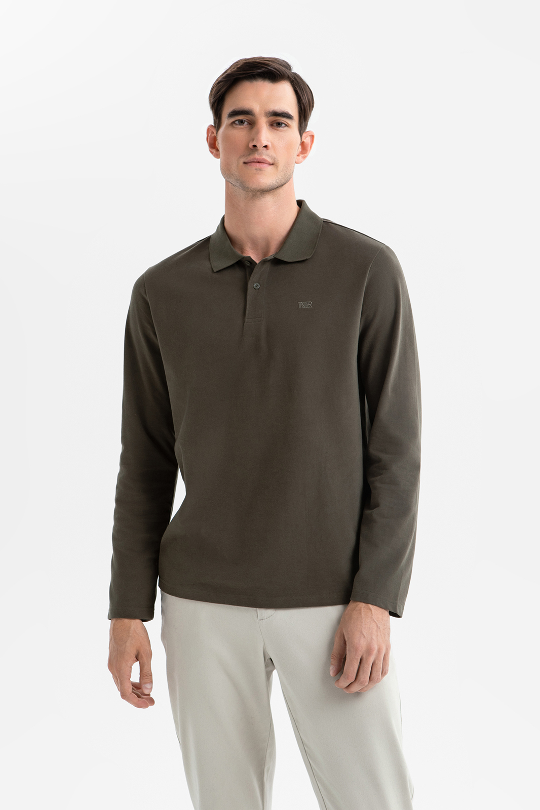 Лонгслив поло из хлопка