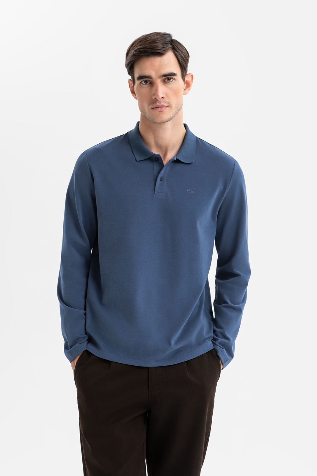 Лонгслив поло из хлопка