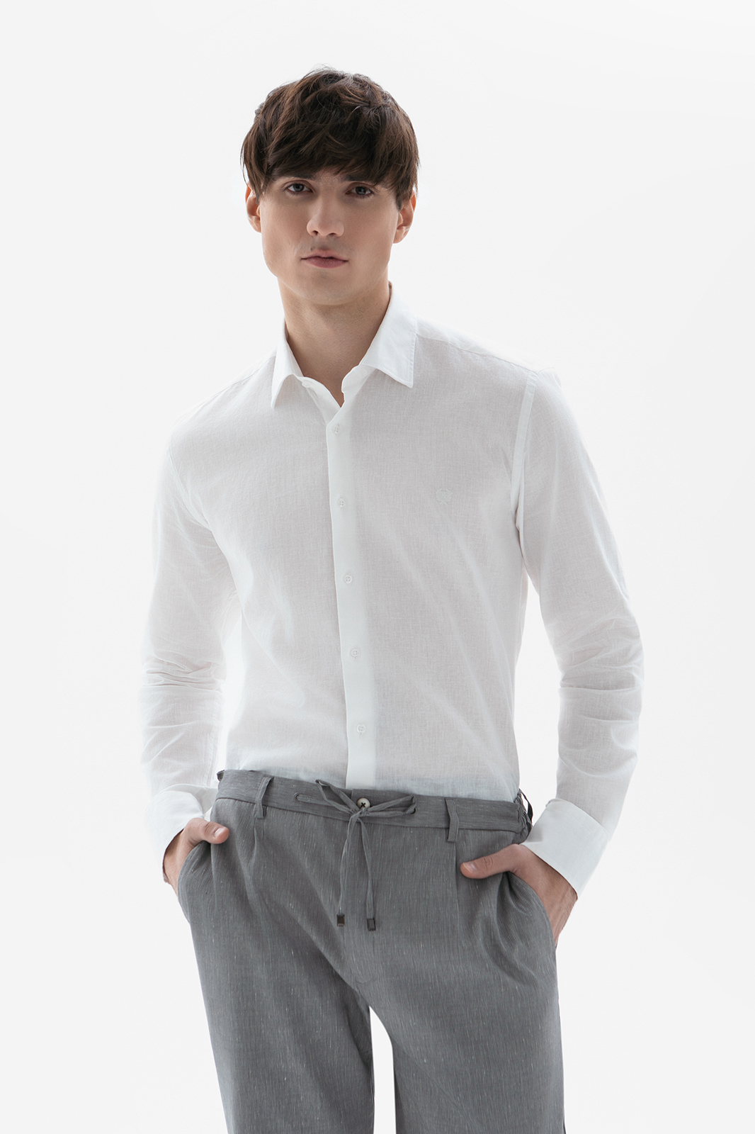 Сорочка изо льна и хлопка Carlo Bassetti (Италия)