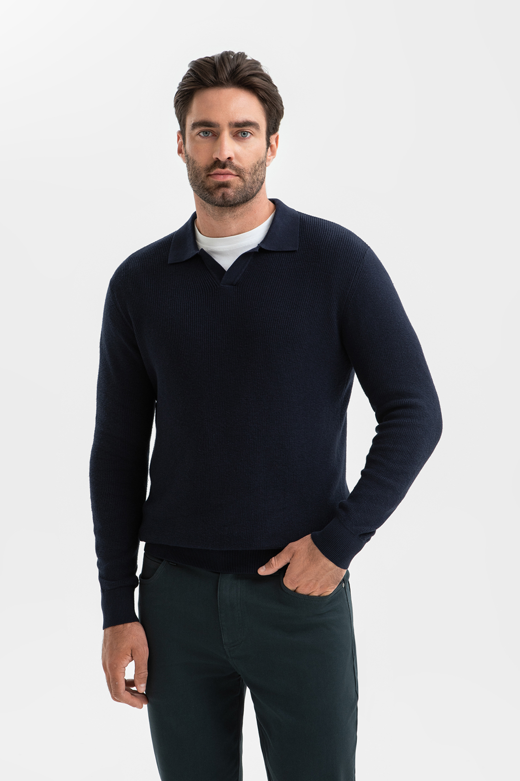 Джемпер поло из хлопка и кашемира