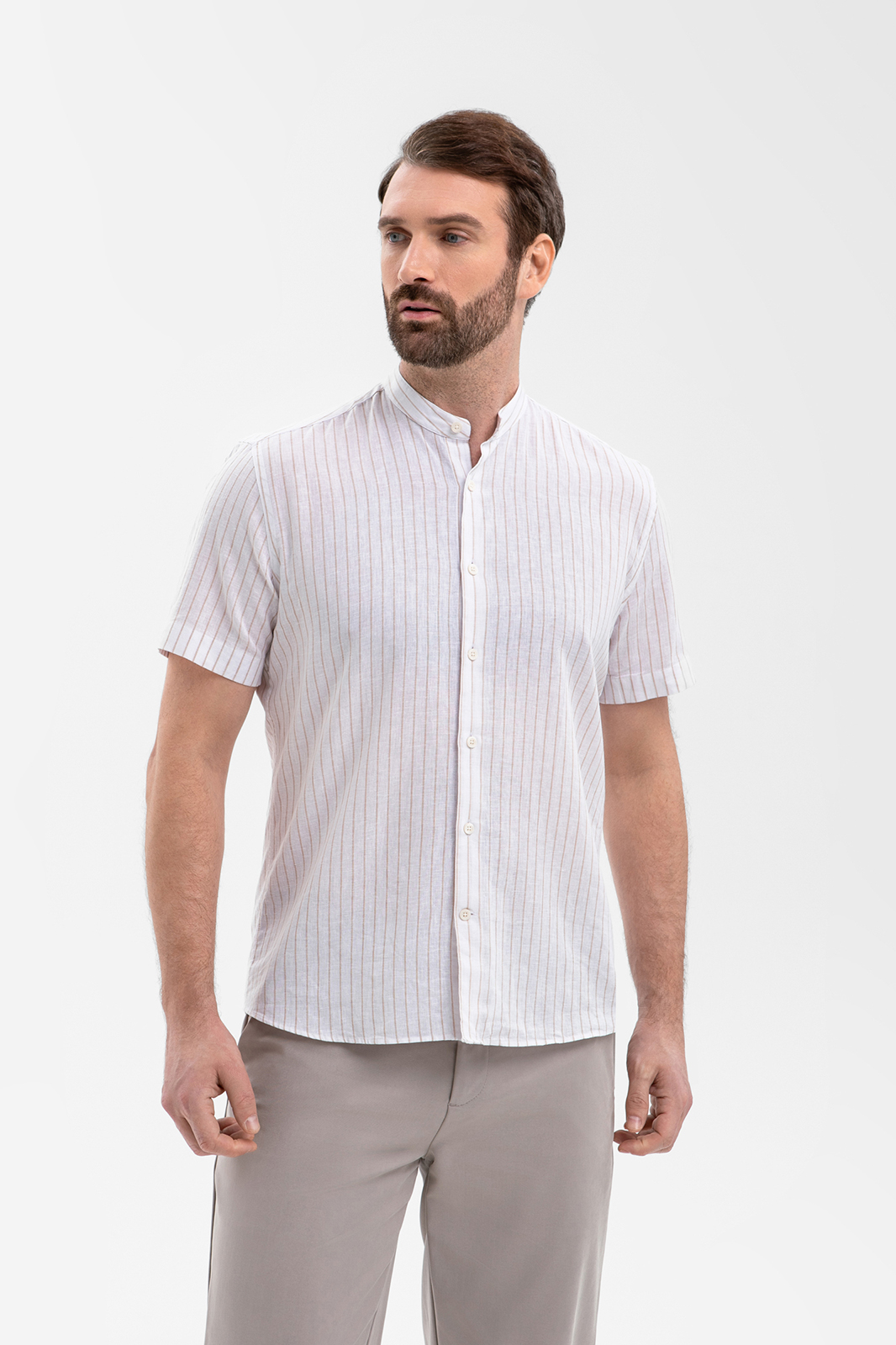 Сорочка с коротким рукавом изо льна и хлопка