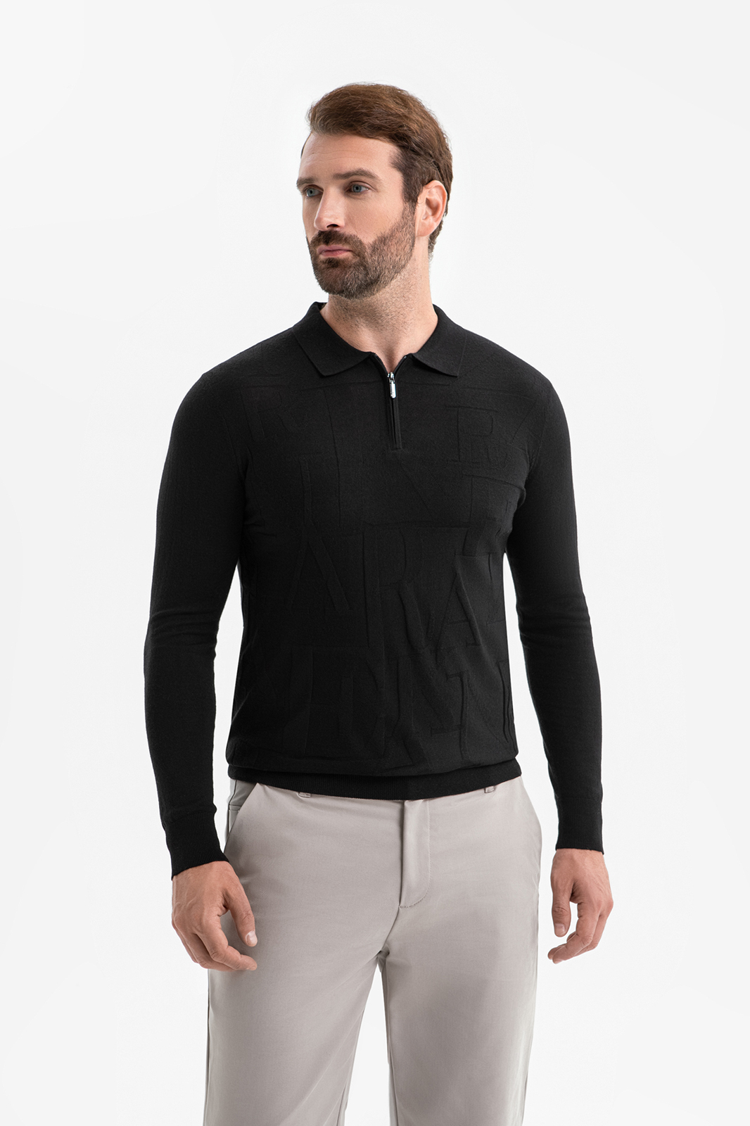 Джемпер поло из шерсти и шелка