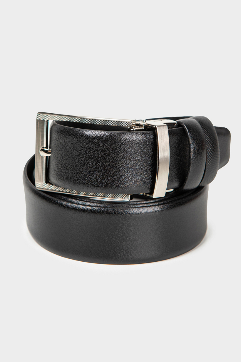 Черный ремень из натуральной кожи