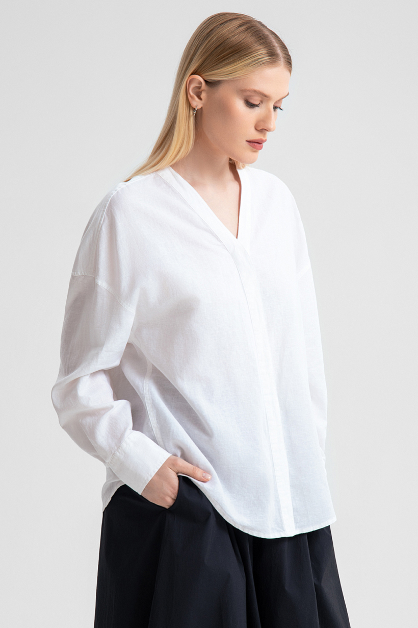 Рубашка изо льна и хлопка свободная