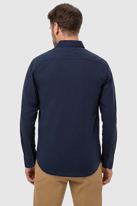 Рубашка изо льна и хлопка, цвет Синий темный