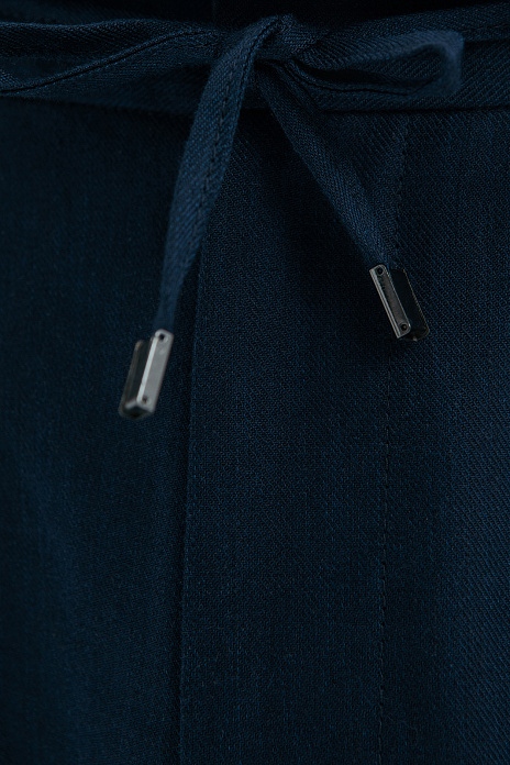 Брюки на кулиске изо льна, тенсела и хлопка, цвет Синий темный