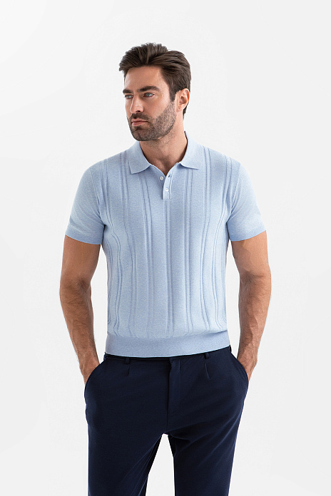 Поло из хлопка Пима, цвет Голубой светлый