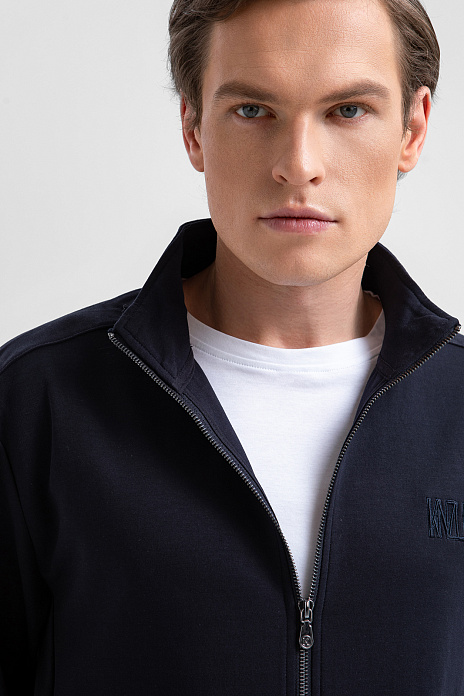 Толстовка на молнии, цвет Синий темный