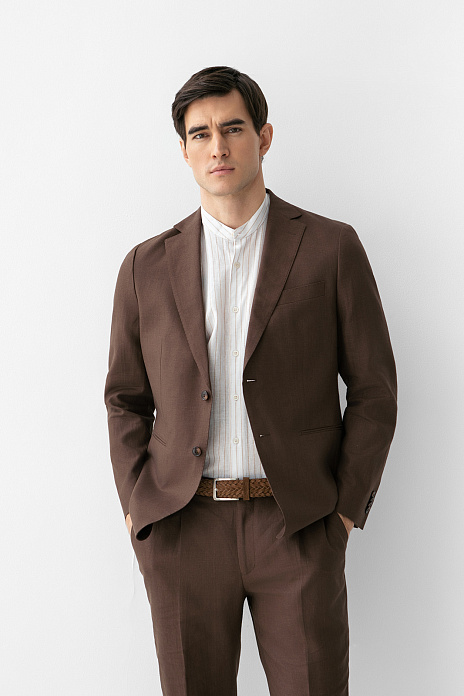 Пиджак изо льна и хлопка, цвет Коричневый