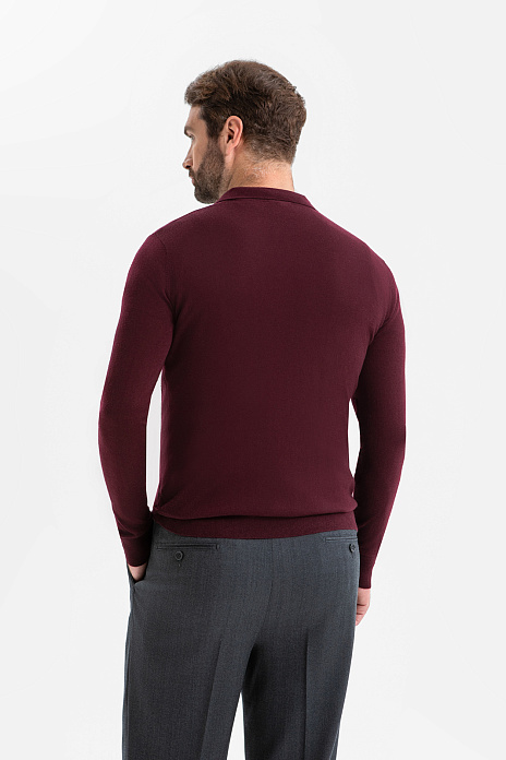 Джемпер поло из шерсти и шелка, цвет Бордовый