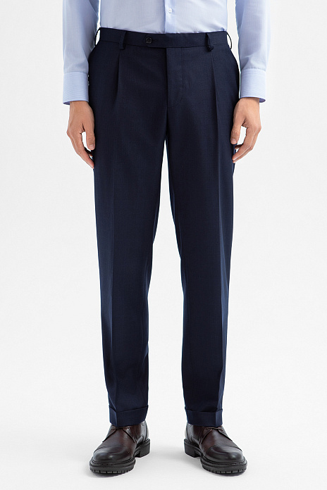 Брюки Limited edition из шерсти и кашемира с водоотталкивающей обработкой, цвет Синий темный