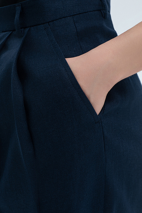 Брюки изо льна, цвет Синий темный