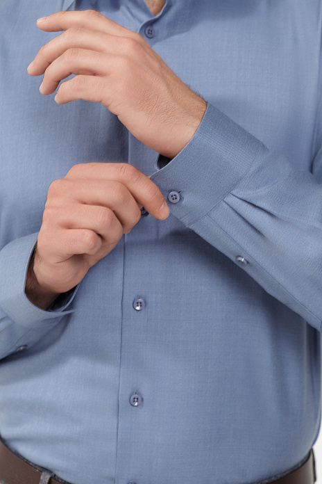 Рубашка из смесовой шерсти с возможностью машинной стирки, цвет Голубой