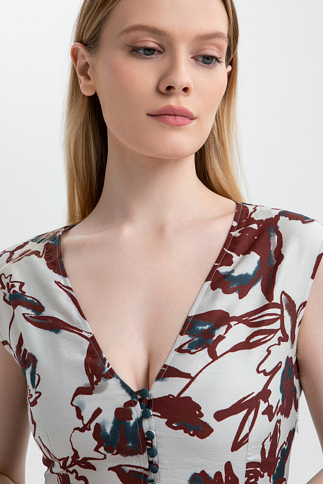 Платье с цветочным узором, цвет Бежевый