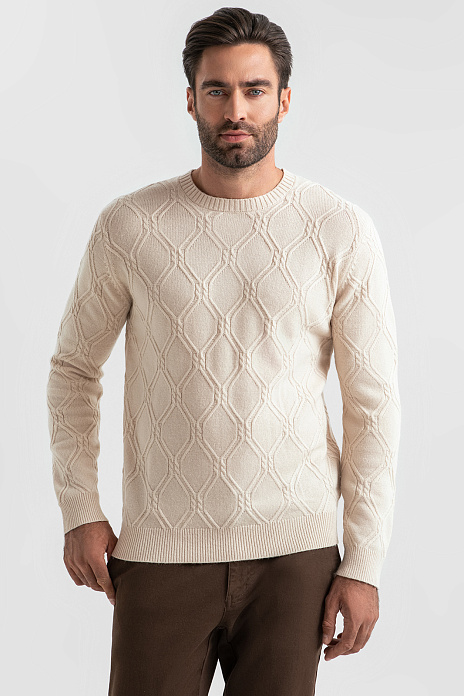 Джемпер из смесовой шерсти, бежевый цвет, цвет Бежевый светлый