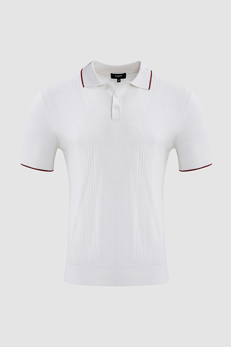 Поло из хлопка, шёлка и льна, цвет Белый