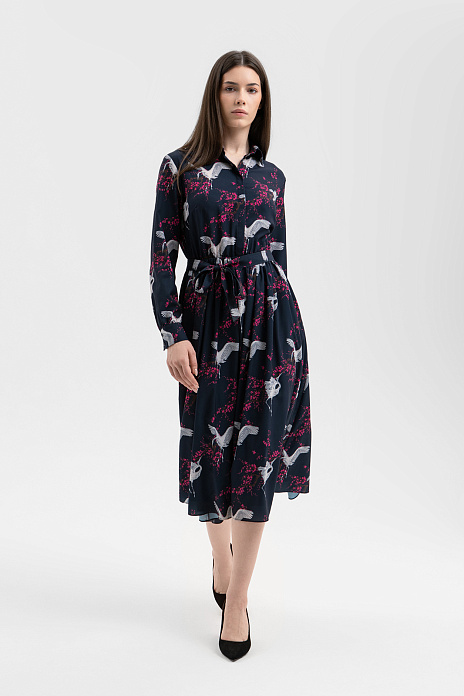 Платье-рубашка, цвет Синий темный