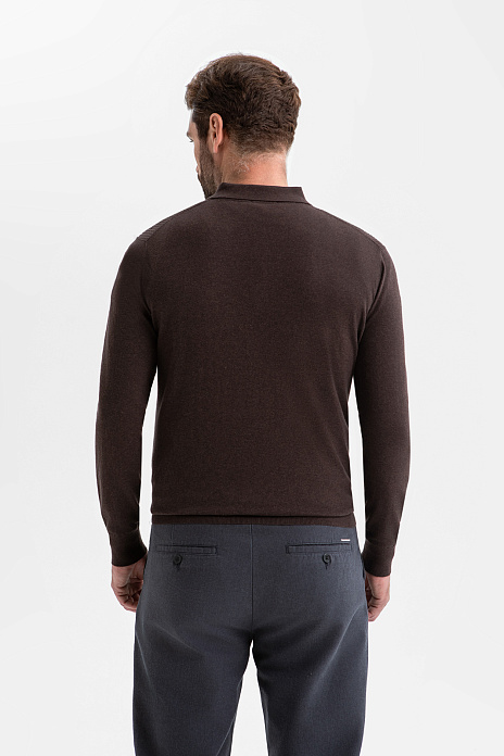Джемпер поло из хлопка Пима, цвет Коричневый