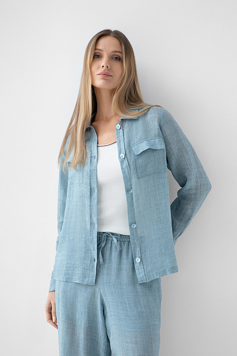 Пиджак из рами и тенсела, цвет Голубой