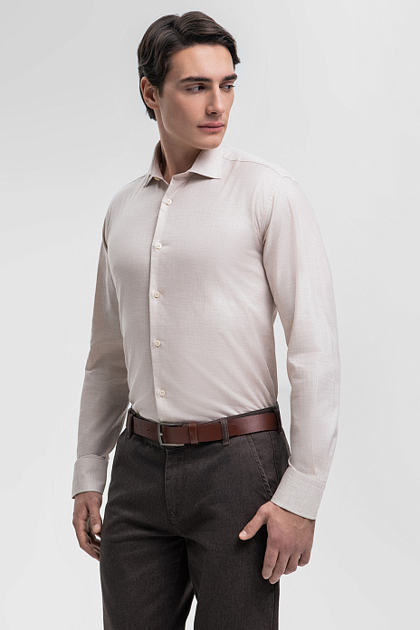 Сорочка из хлопка и тенсела, цвет Бежевый