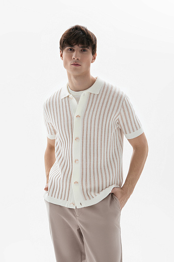 Кардиган с коротким рукавом из хлопка и льна