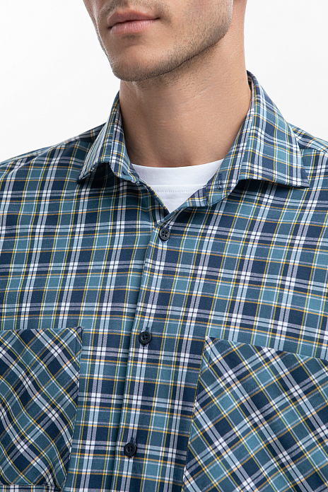 Фланелевая сорочка в клетку Regular fit из устойчивой к сминанию ткани, цвет Зеленый