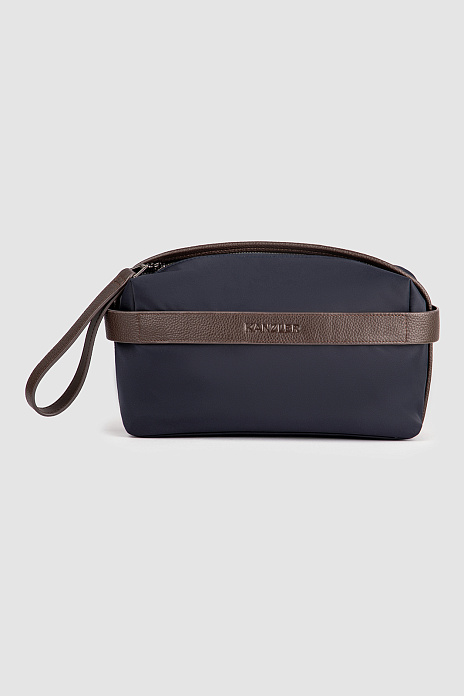 Несессер из текстиля и натуральной кожи, цвет Синий темный