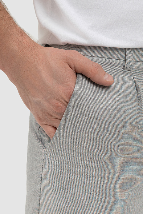 Брюки изо льна и хлопка, цвет Серый
