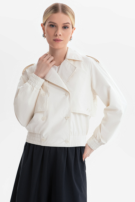 Куртка-тренч короткая, цвет Молочный