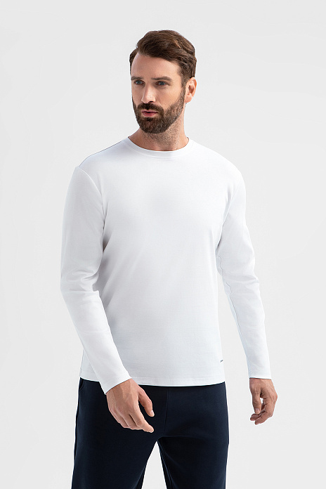 Лонгслив из мерсеризованного хлопка, цвет Белый
