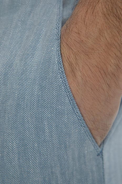 Брюки из хлопка, льна и вискозы, цвет Голубой