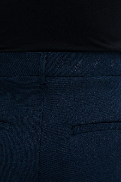 Брюки изо льна, цвет Синий темный