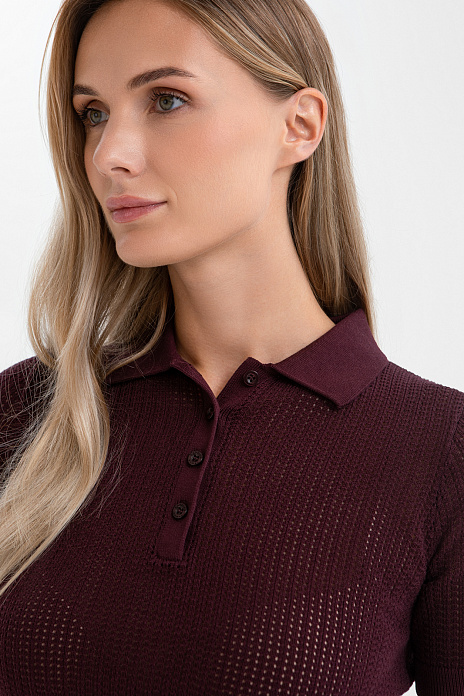 Поло из хлопка и шелка, цвет Винный