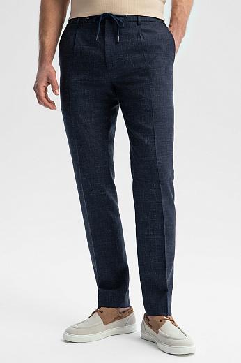 Брюки из шерсти, льна и шелка