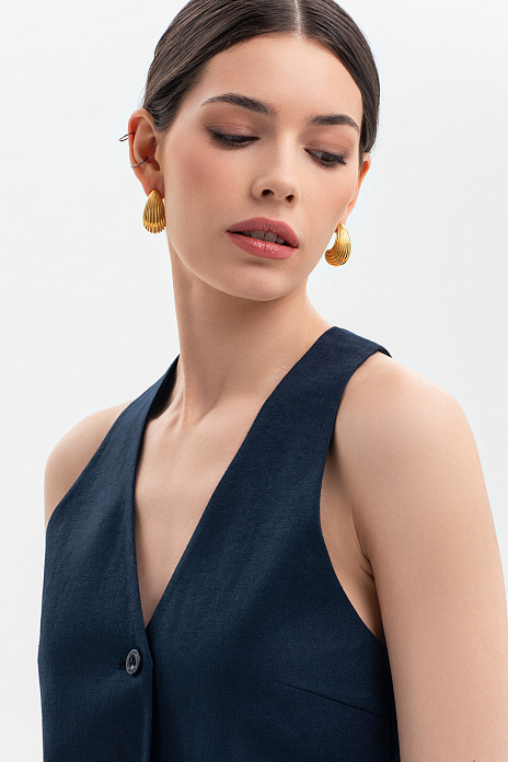 Жилет изо льна, цвет Синий темный