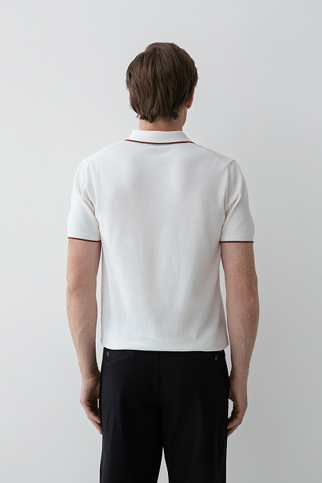 Поло из хлопка, шёлка и льна, цвет Белый