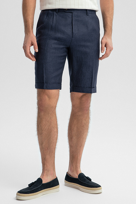 Шорты изо льна, цвет Синий темный