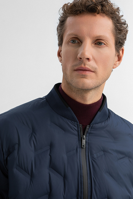 Пуховик короткий с водоотталкивающей обработкой, цвет Синий темный