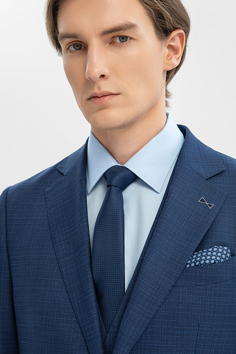 Пиджак из шерсти, хлопка и льна с водоотталкивающей обработкой, цвет Синий