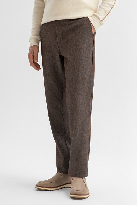 Брюки Limited edition из хлопка и шерсти, цвет Коричневый